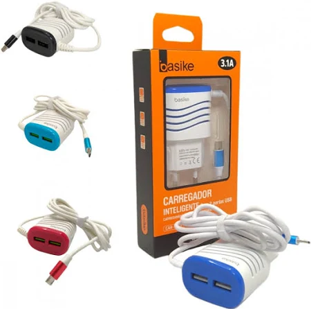 KIT CARREGADOR + CABO USB/V8 CAR-9012